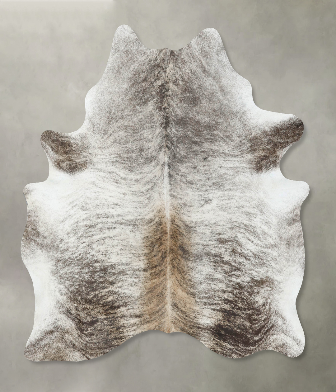 Grey Brindle Large Brazilian Cowhide Rug 6'7"H x 5'8"W #B18573 by Huds