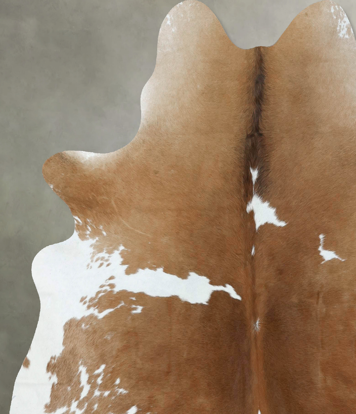 Brown and White X-Large Brazilian Cowhide Rug 6'10"H x 6'1"W #B18630 by Hudson Hides