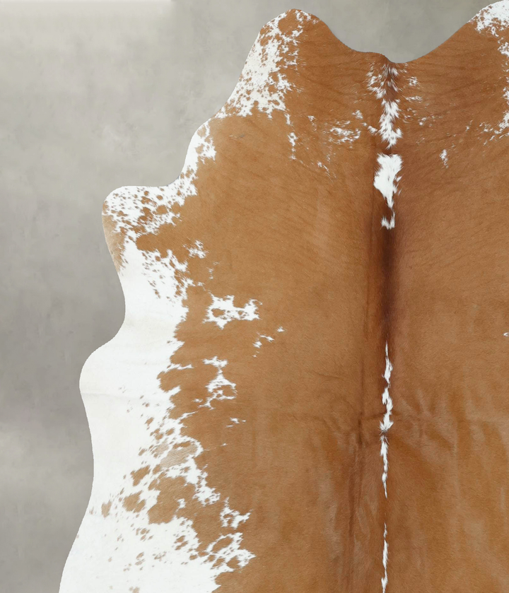 Brown and White X-Large Brazilian Cowhide Rug 6'11"H x 6'3"W #B18631 by Hudson Hides