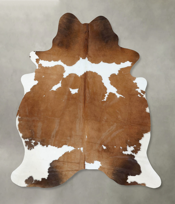 Brown and White Large Brazilian Cowhide Rug 7'1"H x 5'7"W #B18635 by Hudson Hides
