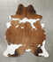 Brown and White Large Brazilian Cowhide Rug 7'1