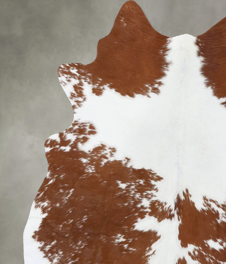 Brown and White Large Brazilian Cowhide Rug 6'1"H x 5'6"W #B18646 by Hudson Hides