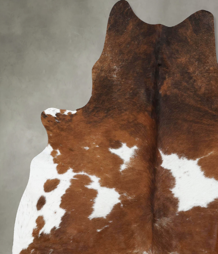 Brown and White X-Large Brazilian Cowhide Rug 7'5"H x 6'0"W #B18654 by Hudson Hides