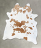 Beige and White Large Brazilian Cowhide Rug 6'7