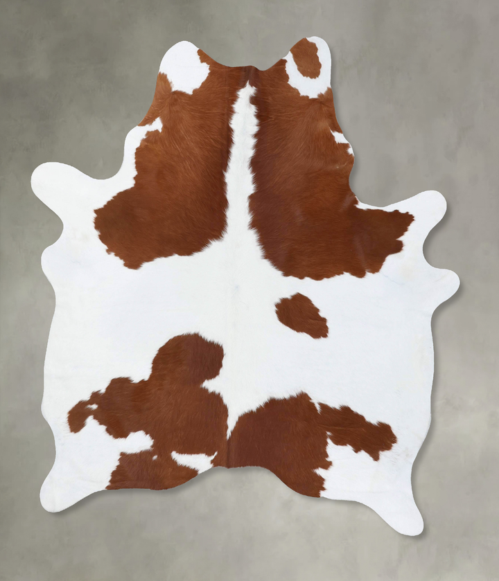 Brown and White X-Large Brazilian Cowhide Rug 7'0"H x 6'1"W #B18659 by Hudson Hides