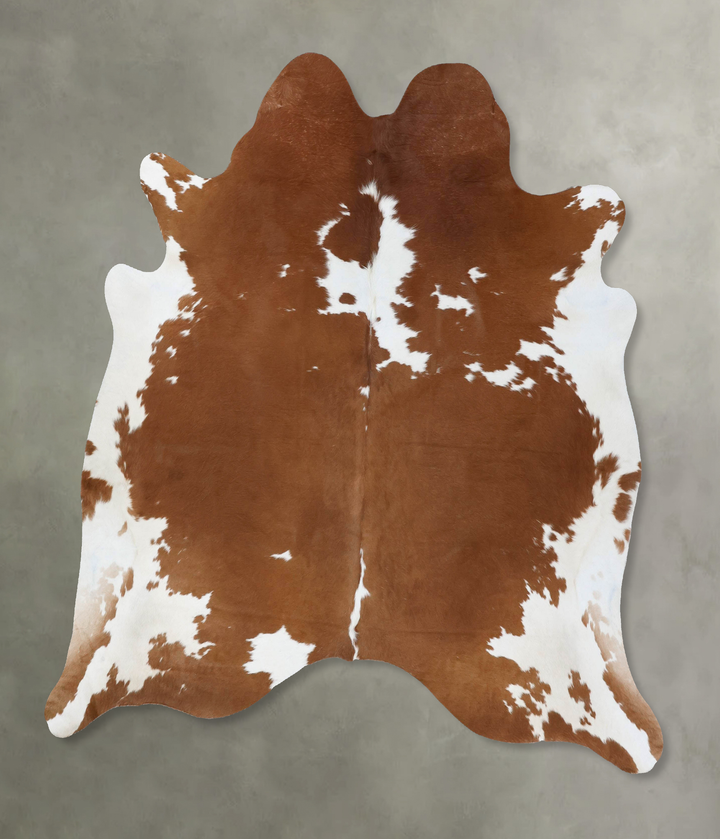 Brown and White X-Large Brazilian Cowhide Rug 6'11"H x 6'6"W #B18661 by Hudson Hides