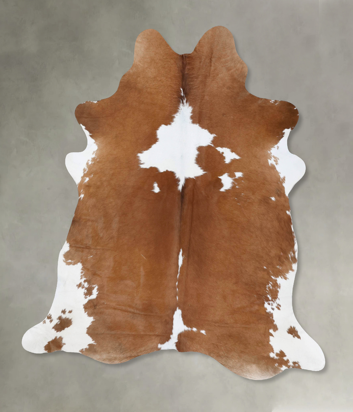 Brown and White X-Large Brazilian Cowhide Rug 7'3"H x 6'1"W #B18663 by Hudson Hides