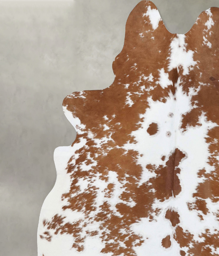 Brown and White Large Brazilian Cowhide Rug 6'8"H x 5'10"W #B18675 by Hudson Hides