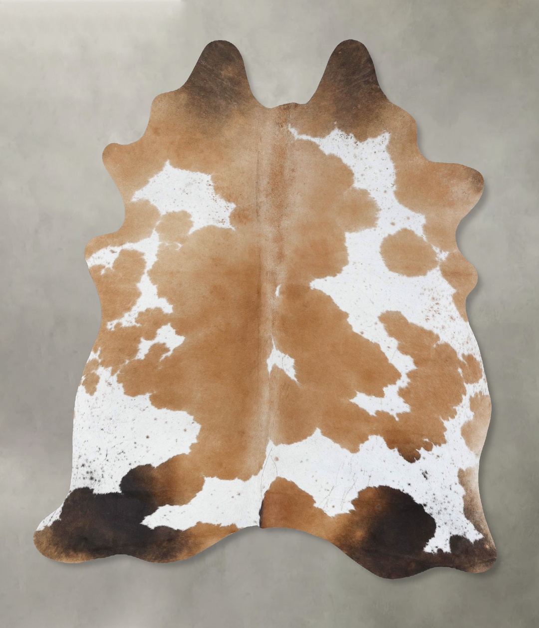 Brown and White Large Brazilian Cowhide Rug 6'7"H x 5'6"W #B18676 by H