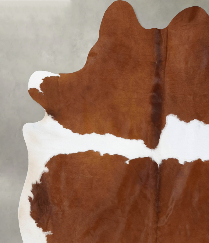 Brown and White XX-Large Brazilian Cowhide Rug 8'1"H x 7'0"W #B18683 by Hudson Hides