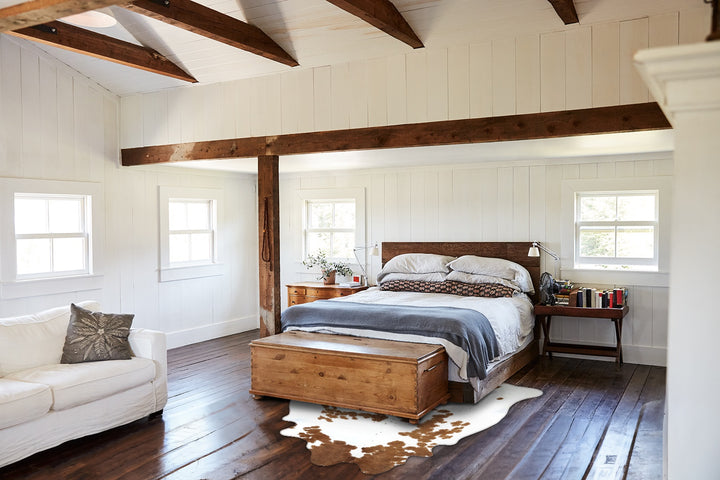 Brown and White X-Large Brazilian Cowhide Rug 7'4"H x 6'4"W #B18689 by Hudson Hides