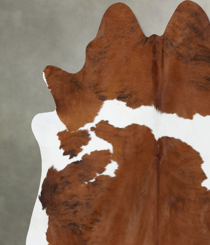 Brown and White X-Large Brazilian Cowhide Rug 7'1"H x 7'0"W #B18693 by Hudson Hides