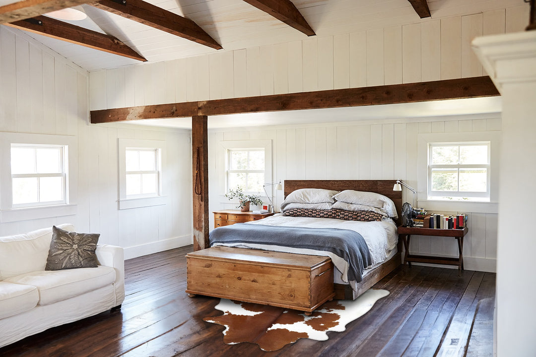 Brown and White X-Large Brazilian Cowhide Rug 7'1"H x 5'10"W #B18715 b