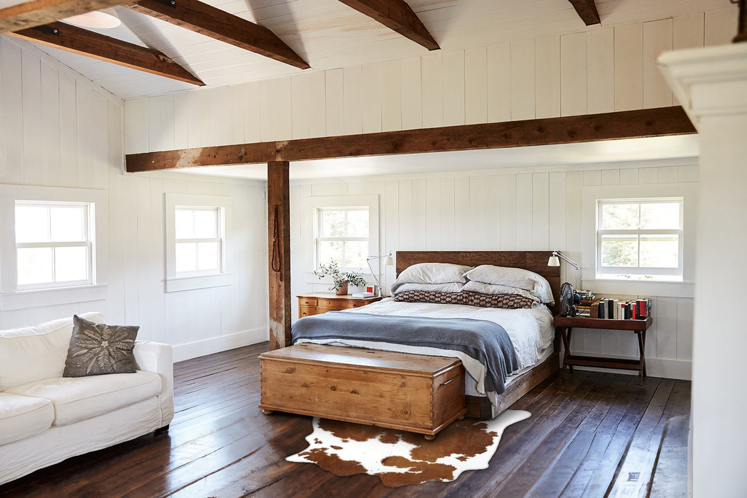 Brown and White Large Brazilian Cowhide Rug 6'6"H x 5'7"W #B18719 by H