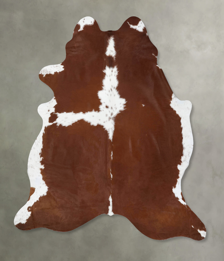 Brown and White XX-Large Brazilian Cowhide Rug 8'0"H x 6'11"W #B18723 by Hudson Hides