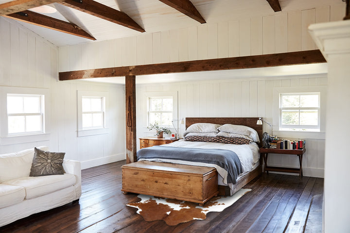 Brown and White X-Large Brazilian Cowhide Rug 7'1"H x 6'0"W #B18727 by Hudson Hides