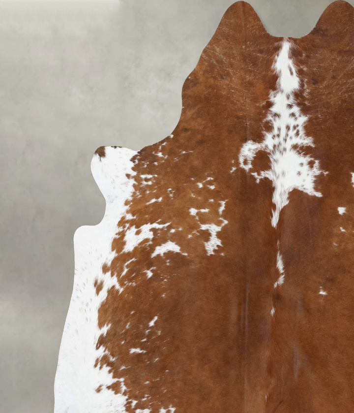 Brown and White XX-Large Brazilian Cowhide Rug 7'4"H x 7'1"W #B18747 by Hudson Hides