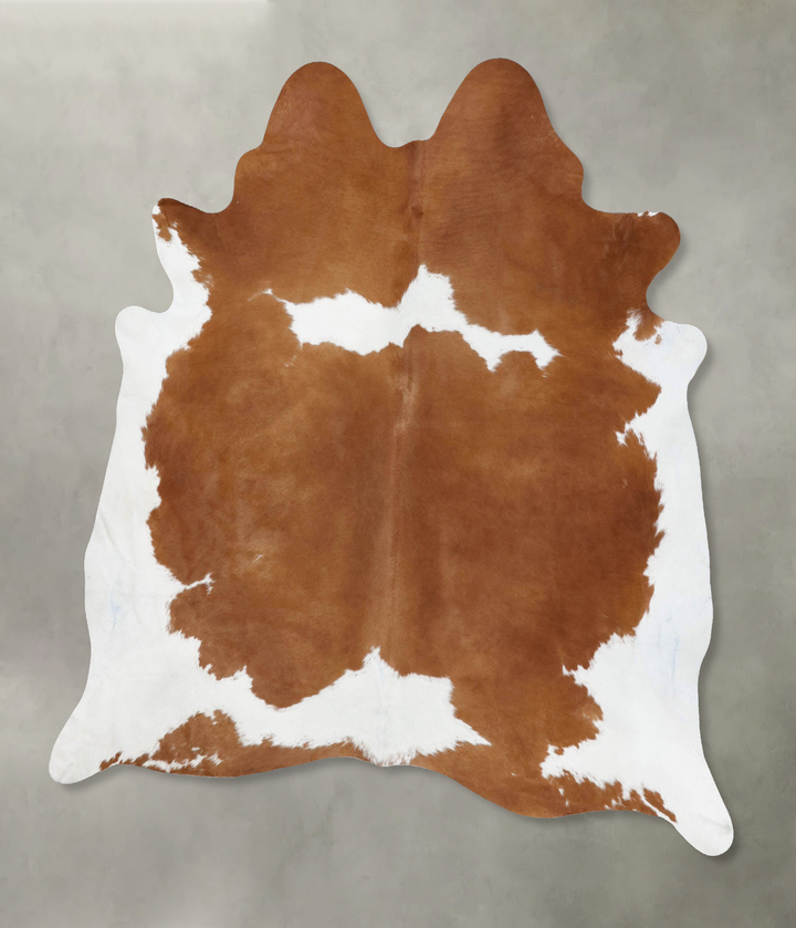Brown and White XX-Large Brazilian Cowhide Rug 7'11"H x 6'11"W #B18749 by Hudson Hides