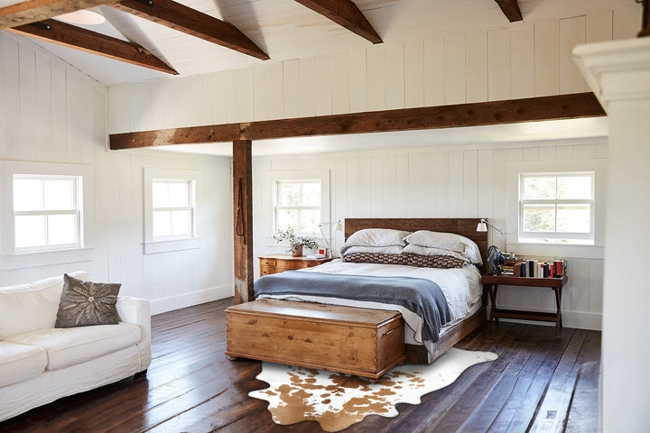 Brown and White XX-Large Brazilian Cowhide Rug 7'9"H x 7'2"W #B18755 by Hudson Hides