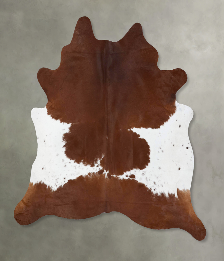 Brown and White X-Large Brazilian Cowhide Rug 7'1"H x 6'7"W #B18774 by Hudson Hides
