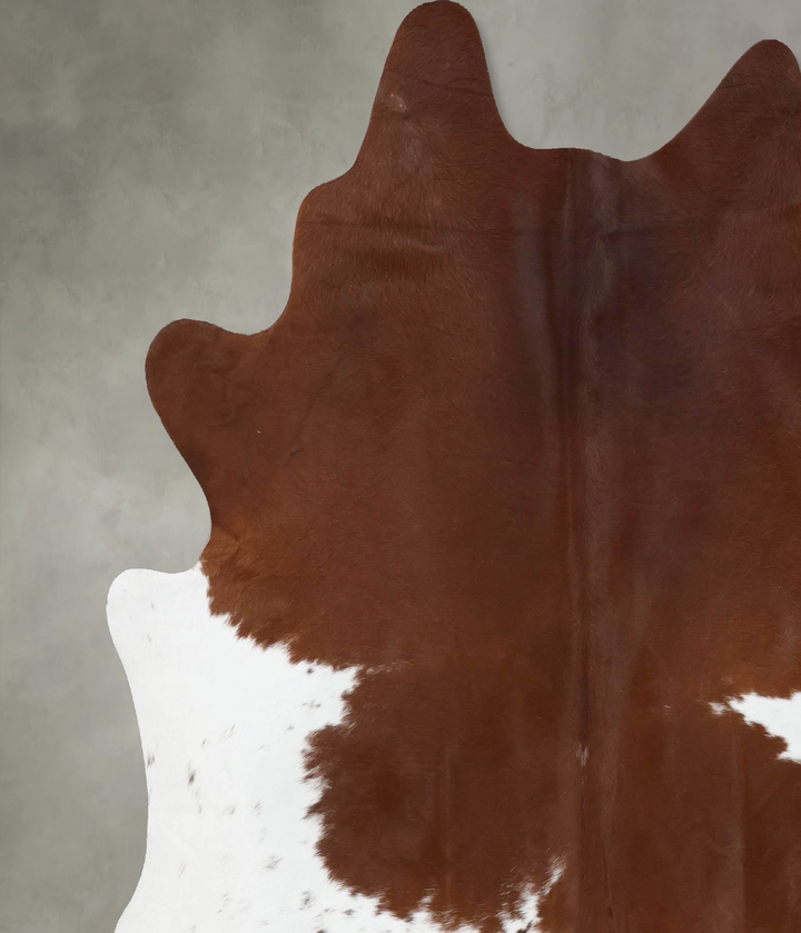Brown and White X-Large Brazilian Cowhide Rug 7'1"H x 6'7"W #B18774 by Hudson Hides