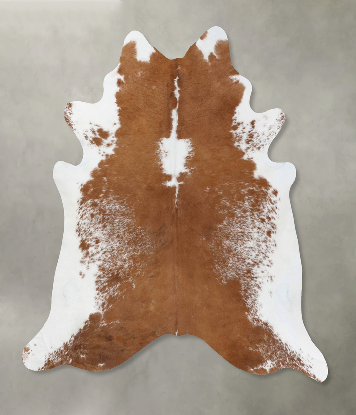 Brown and White X-Large Brazilian Cowhide Rug 7'2"H x 6'9"W #B18775 by Hudson Hides