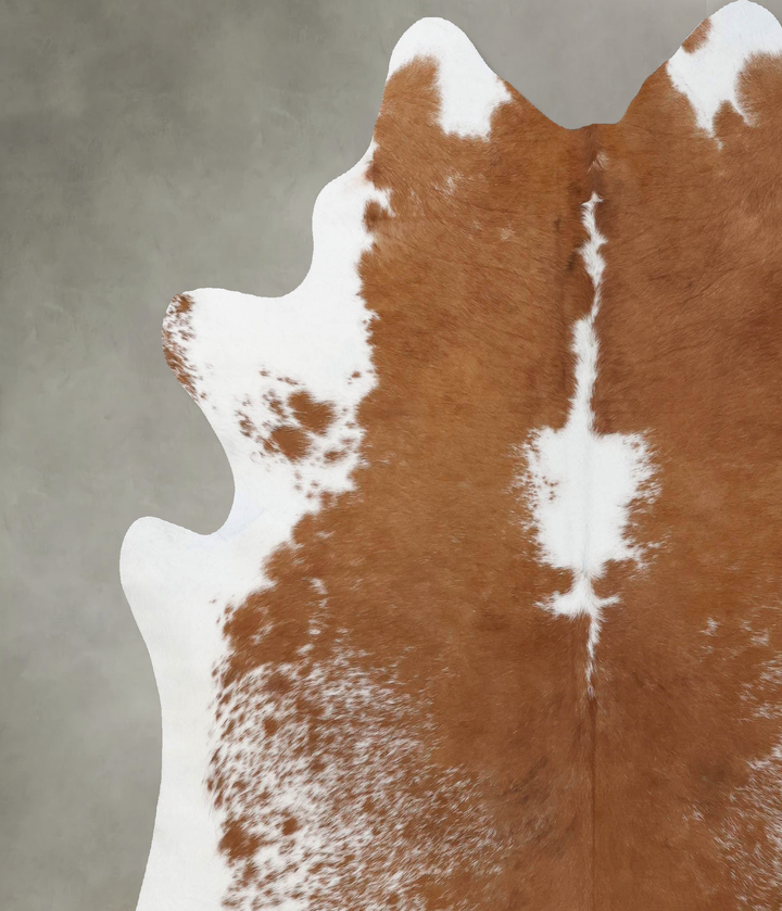 Brown and White X-Large Brazilian Cowhide Rug 7'2"H x 6'9"W #B18775 by Hudson Hides