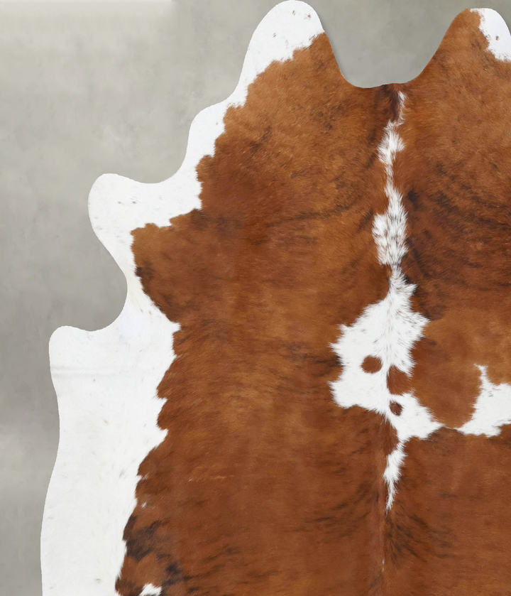 Brown and White X-Large Brazilian Cowhide Rug 7'5"H x 6'5"W #B18783 by Hudson Hides