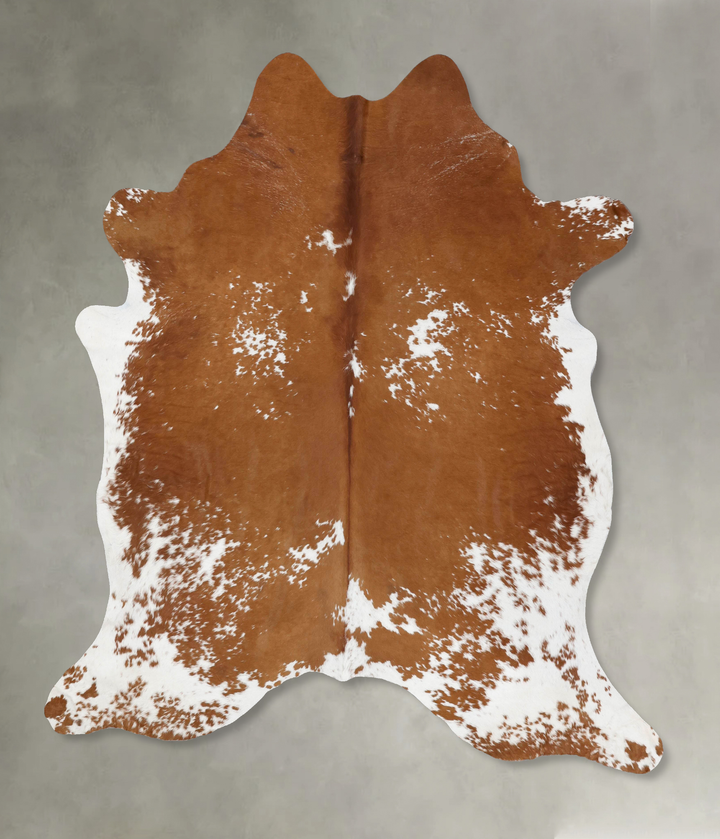 Brown and White XX-Large Brazilian Cowhide Rug 8'1"H x 7'3"W #B18788 by Hudson Hides
