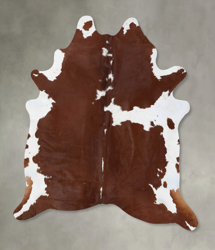 Brown and White X-Large Brazilian Cowhide Rug 7'5"H x 6'5"W #B18793 by Hudson Hides