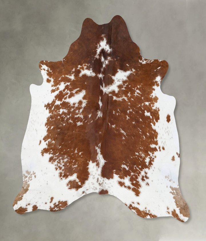Brown and White X-Large Brazilian Cowhide Rug 7'1"H x 6'9"W #B18796 by Hudson Hides