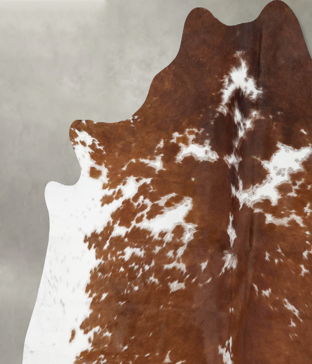 Brown and White X-Large Brazilian Cowhide Rug 7'1"H x 6'9"W #B18796 by