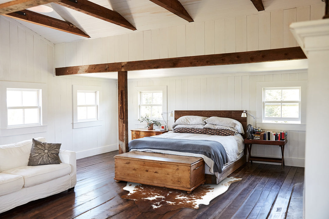 Brown and White X-Large Brazilian Cowhide Rug 7'1"H x 6'9"W #B18796 by