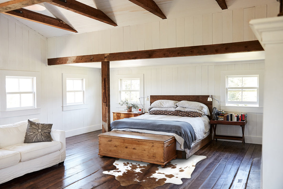 Brown and White X-Large Brazilian Cowhide Rug 7'7"H x 6'2"W #B18809 by