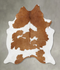 Brown and White XX-Large Brazilian Cowhide Rug 7'9