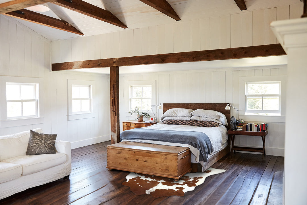 Brown and White Large Brazilian Cowhide Rug 6'2"H x 6'0"W #B18884 by H