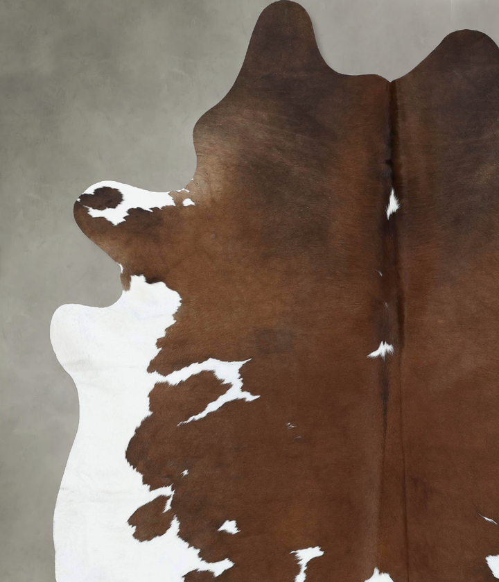 Brown and White XX-Large Brazilian Cowhide Rug 8'10"H x 6'9"W #B18906 by Hudson Hides