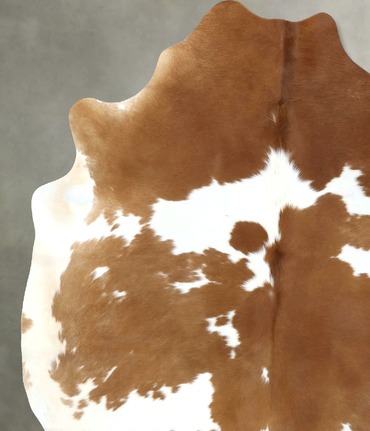 Brown and White X-Large Brazilian Cowhide Rug 7'1"H x 5'11"W #B18952 by Hudson Hides