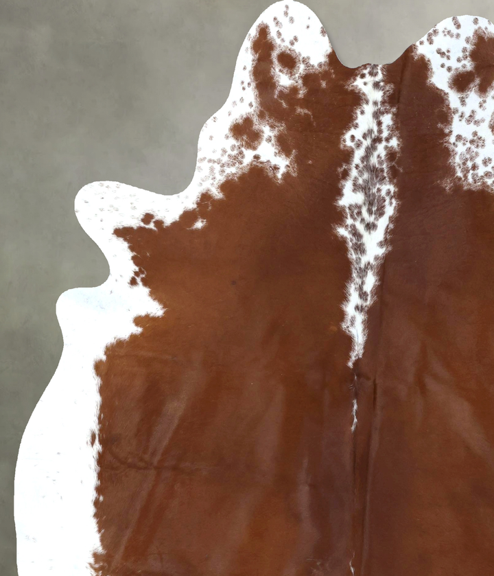 Brown and White Regular X-Large Brazilian Cowhide Rug 7'5"H x 6'4"W #B19377 by Hudson Hides