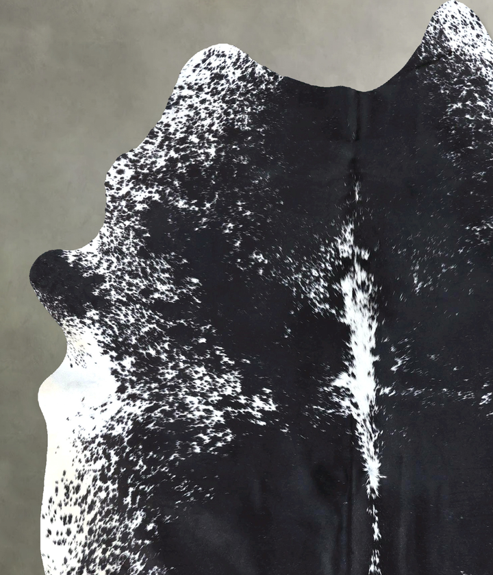 Salt and Pepper Black X-Large Brazilian Cowhide Rug 7'7"H x 5'9"W #B19733 by Hudson Hides