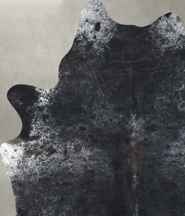 Salt and Pepper Black XX-Large Brazilian Cowhide Rug 8'2"H x 6'2"W #B19736 by Hudson Hides