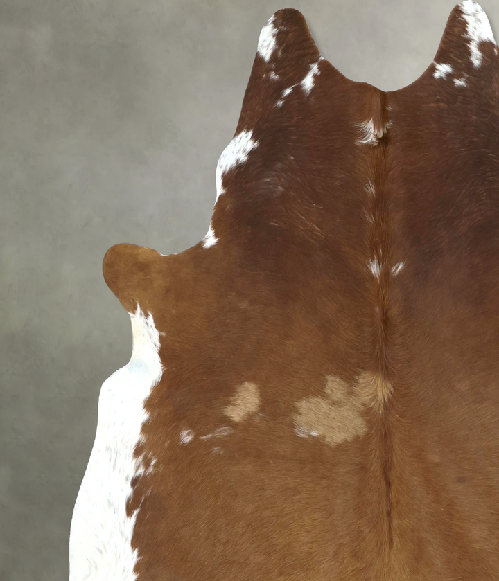 Brown and White Regular XX-Large Brazilian Cowhide Rug 7'8"H x 6'9"W #B20263 by Hudson Hides