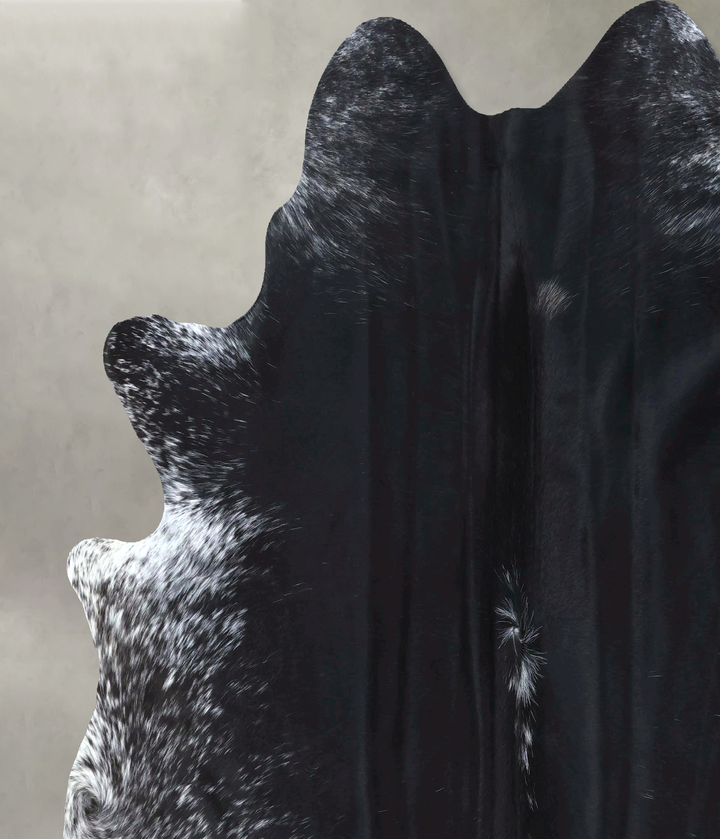 Salt and Pepper Black X-Large Brazilian Cowhide Rug 7'3"H x 6'8"W #B20309 by Hudson Hides