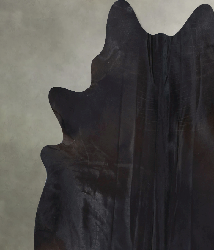 Solid Black XX-Large Brazilian Cowhide Rug 7'8"H x 7'4"W #B20351 by Hudson Hides