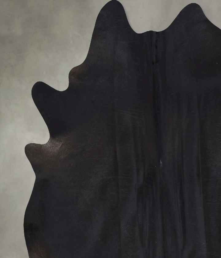 Solid Black XX-Large Brazilian Cowhide Rug 8'1"H x 6'10"W #B20353 by Hudson Hides