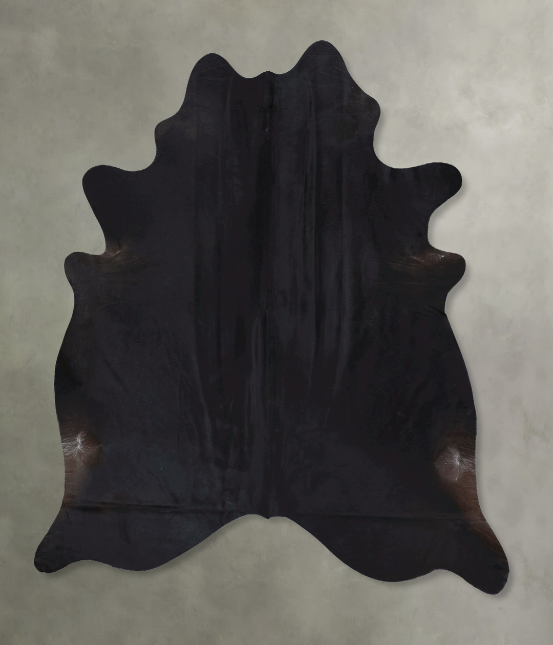 Solid Black X-Large Brazilian Cowhide Rug 7'3"H x 6'6"W #B20355 by Hud
