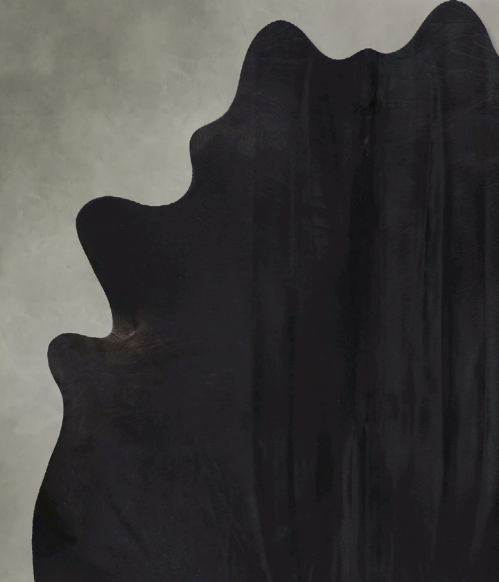 Solid Black X-Large Brazilian Cowhide Rug 7'3"H x 6'6"W #B20355 by Hudson Hides