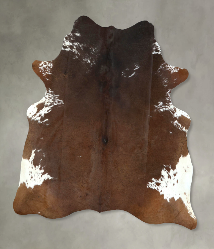 Brown and White Regular X-Large Brazilian Cowhide Rug 7'7"H x 6'3"W #B20581 by Hudson Hides