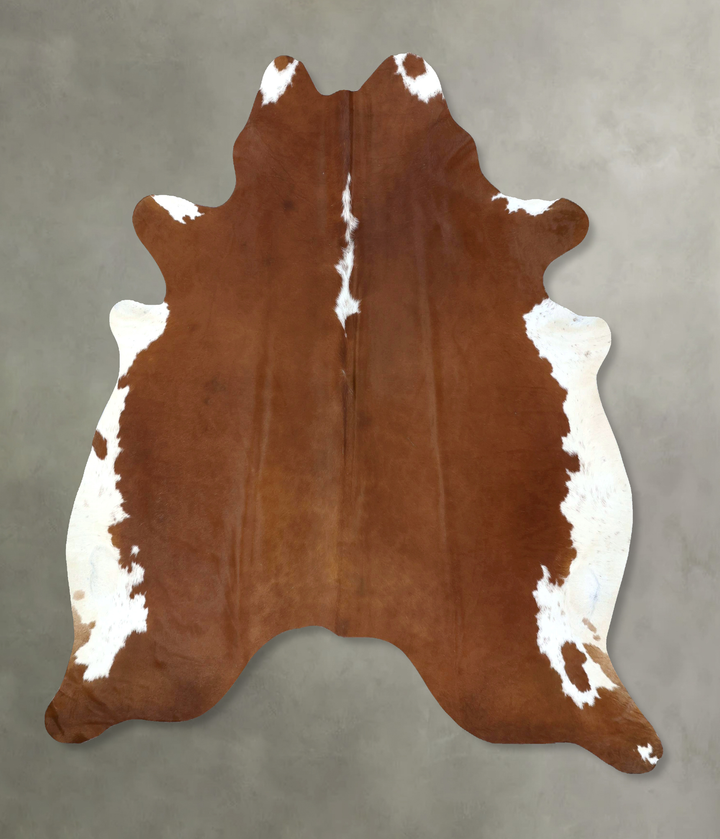 Brown and White Regular X-Large Brazilian Cowhide Rug 7'5"H x 6'9"W #B20591 by Hudson Hides