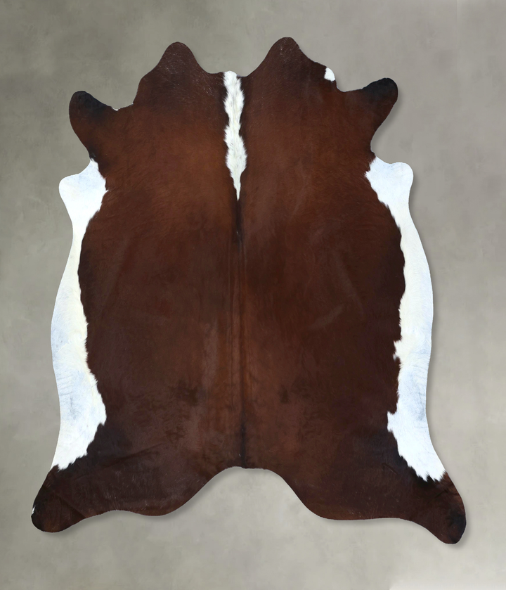 Brown and White Regular XX-Large Brazilian Cowhide Rug 7'4"H x 7'2"W #B20613 by Hudson Hides